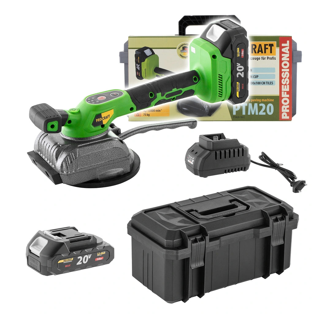 Акумулаторна вибрираща вендуза за плочки, 75 кг, PROCRAFT PTM20-1b-c